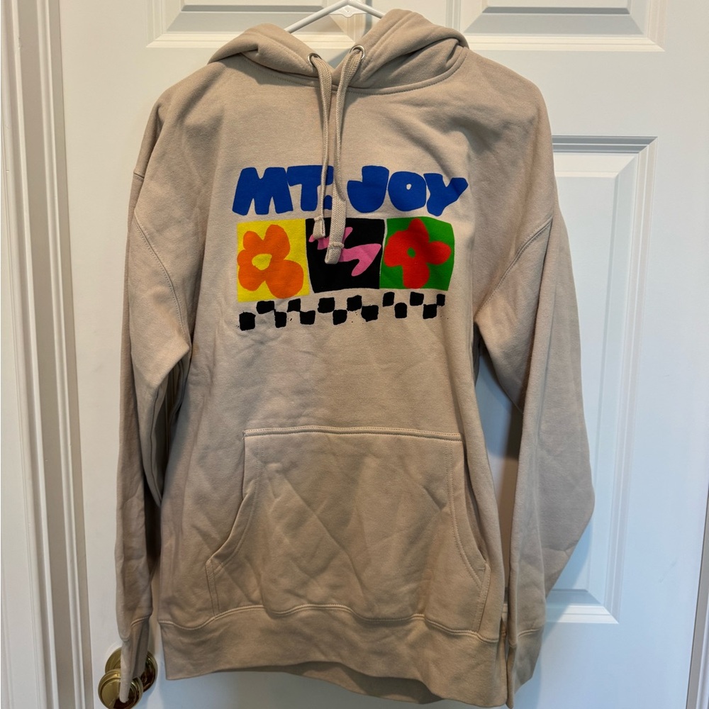 Beige Hoodie with Colorful Graphic